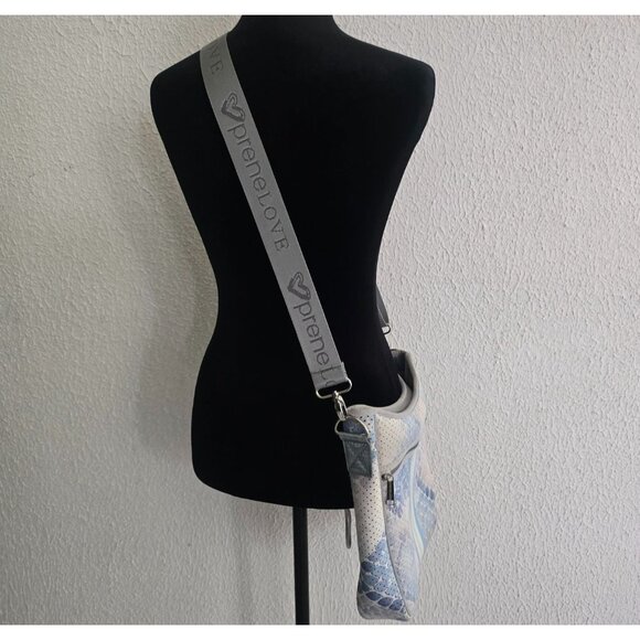 PreneLove Designer Crossbody Bag With Detachable Strap In Blue & White Print - Picture 3 of 5